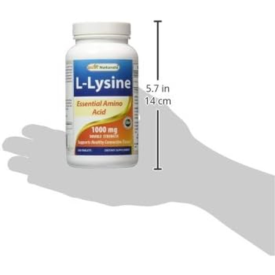 Best Naturals L-Lysine 1000Mg 180 Tablets - Double Strength Lysine for Stronger Immune Health & Cold Sores