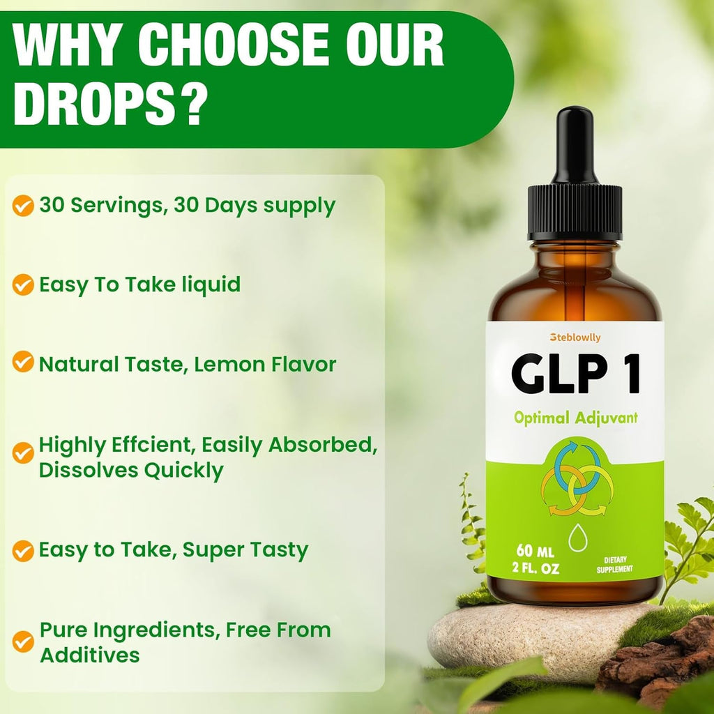 Glp 1 Liquid Drops for Women & Men, 27-In-1 Formula with Chromium, Hydrolyzed Collagen & Prebiotics & More | Vegan, Non-Gmo, Fast Absorption - 60 Ml(Lemon Flavor)
