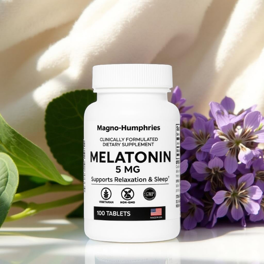 Melatonin 5 Mg - 100 Tablets | Sleep Support | Non-Habit Forming | Vegetarian | 5 Mg per Tablet | Dietary Supplement | GMP Manufactured in USA | 100 Day Supply