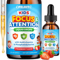 Kids Focus and Attention Supplements with Phosphatidylserine, Omega-3, Magnesium Glycinate & L-Theanine, Brain Vitamins Liquid Drops for Kids Memory, Cognitive, Sleep, Calm & Mood, Strawberry, 2 Fl Oz