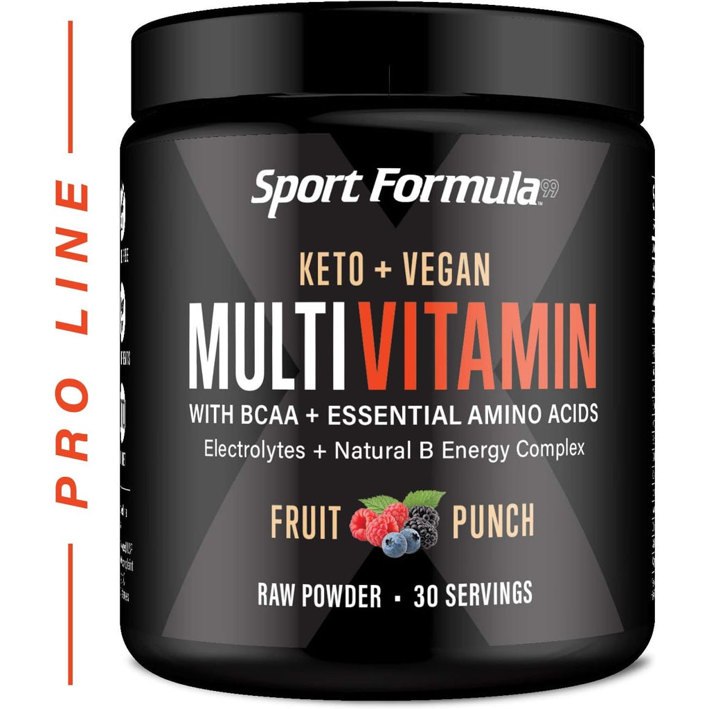 Sport Formula 99 Multivitamin Powder - Drink Mix for Men Women BCAA Amino Acids Won’T Upset Your Stomach - Keto Vegan Multivitamin Fruit Punch - Electrolytes Super B Complex Digestive Enzyme