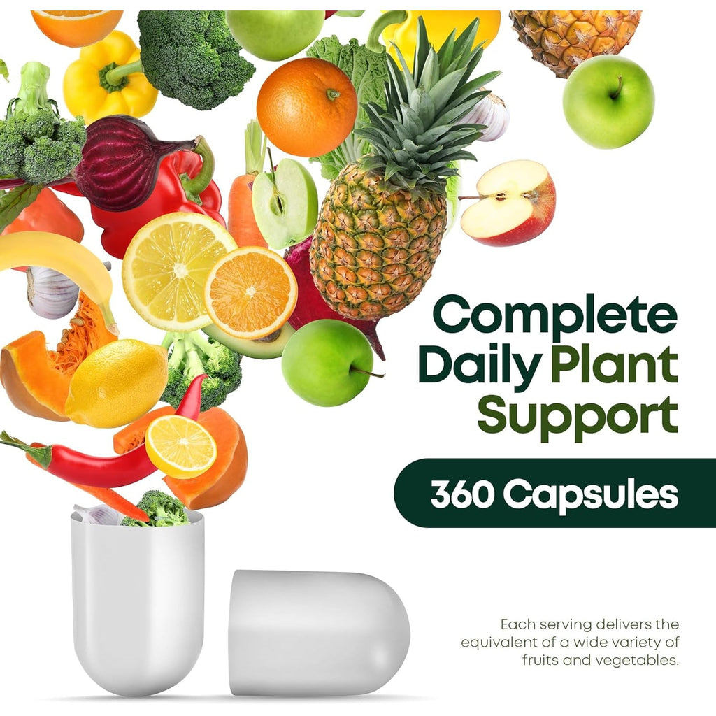 Fruits and Vegetables Supplements – 2 Pack Combination Fruit & Veggies Supplement – Whole Food Vitamins & Minerals for Adults – Superfood Veggie Vitamins for Adults (180 X 2, 360 Ct)