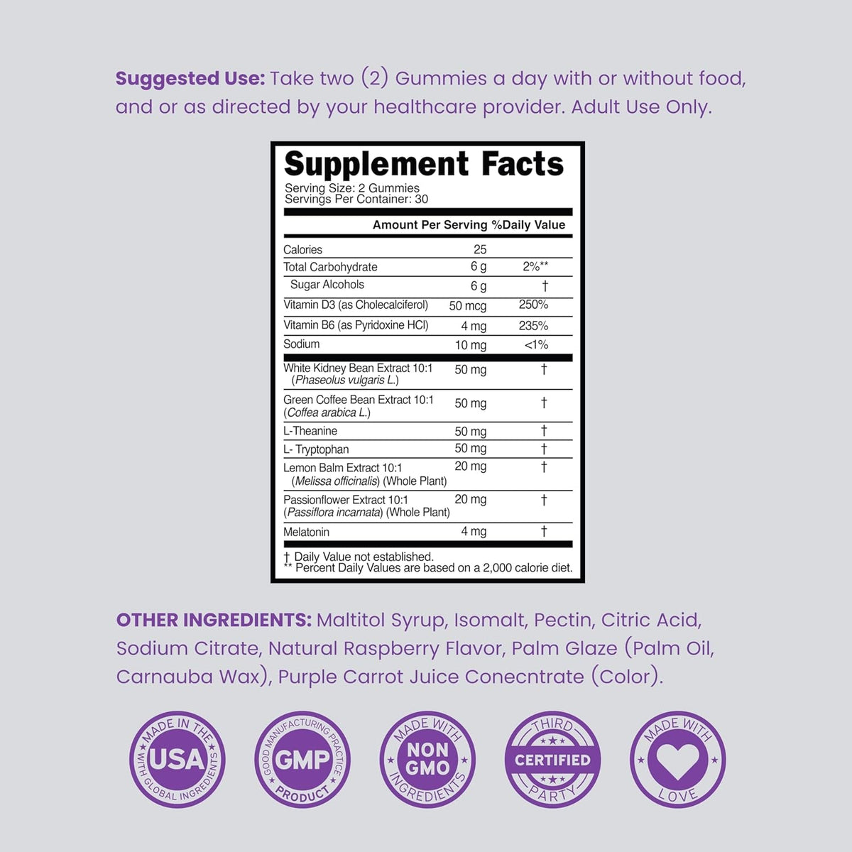 Night Time Fat Burner Gummies (60 Count) Weight Loss & Metabolism - Sugar-Free - Delicious Raspberry Flavored Melatonin Supplement Gummies - Vegan Safe - Third Party Tested - Made in USA