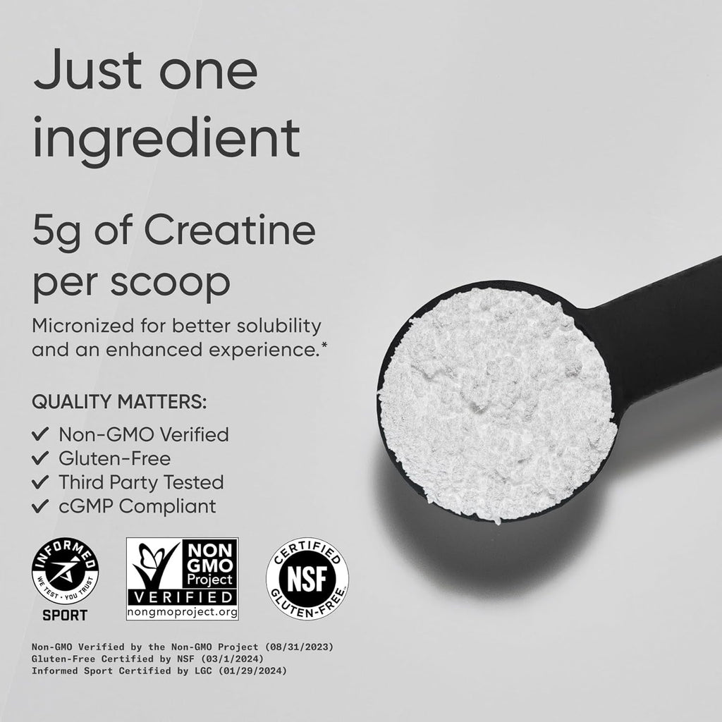 Sports Research Creatine Monohydrate - Gain Lean Muscle, Improve Performance and Strength and Support Workout Recovery* - 5 G Micronized Creatine - 17.64 Oz