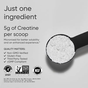 Sports Research Creatine Monohydrate - Gain Lean Muscle, Improve Performance and Strength and Support Workout Recovery* - 5 G Micronized Creatine - 17.64 Oz