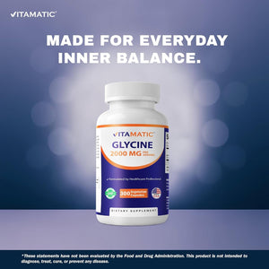 Vitamatic Glycine Supplement, 2000Mg per Serving, 300 Count, Non-Gmo, Gluten Free