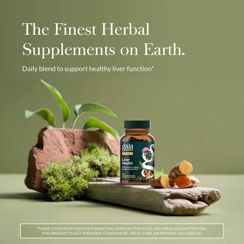 Gaia Herbs Liver Health - Supplement with Milk Thistle, Turmeric Root, Schisandra & Licorice Root for Liver & Cleanse Support* - 60 Vegan Liquid Phyto-Caps (60 Servings)