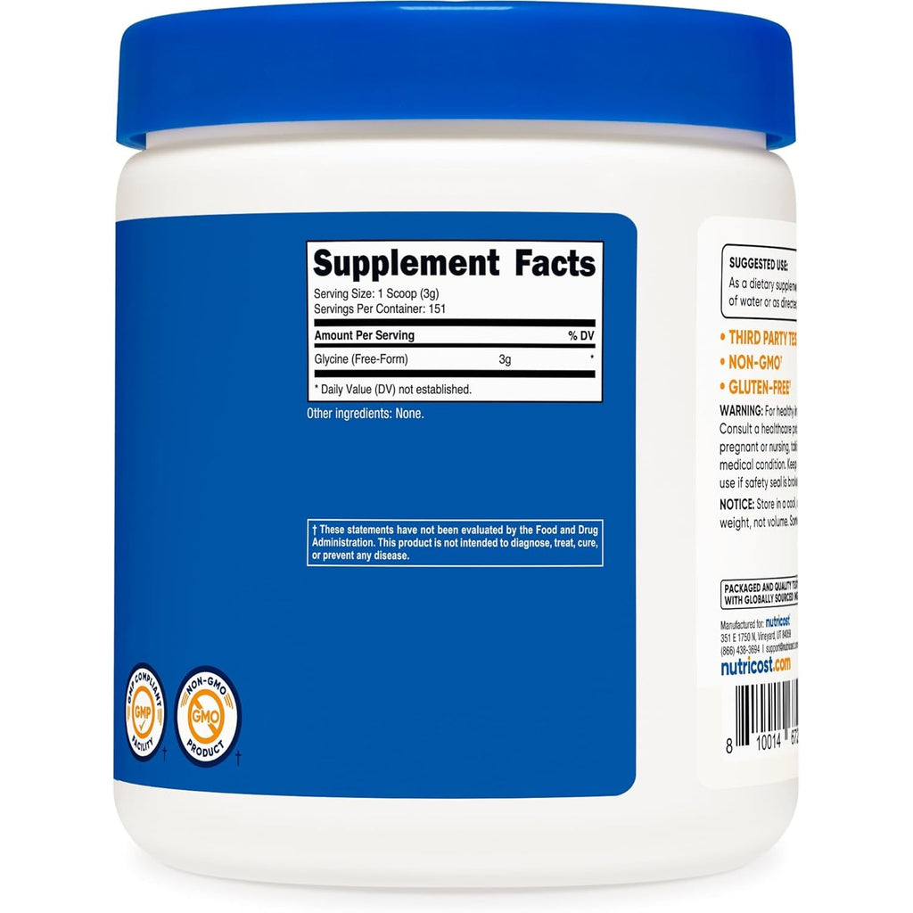 Nutricost Glycine Powder 1Lb - Non-Gmo, Gluten Free