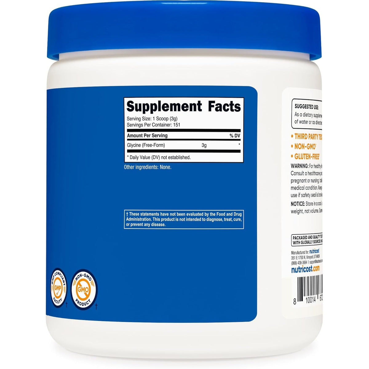Nutricost Glycine Powder 1Lb - Non-Gmo, Gluten Free