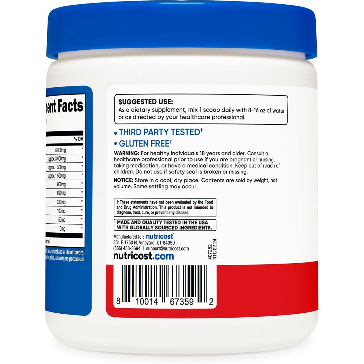 Nutricost EAA Powder 30 Servings (Fruit Punch) - Essential Amino Acids - Non-Gmo, Gluten Free, Vegetarian Friendly