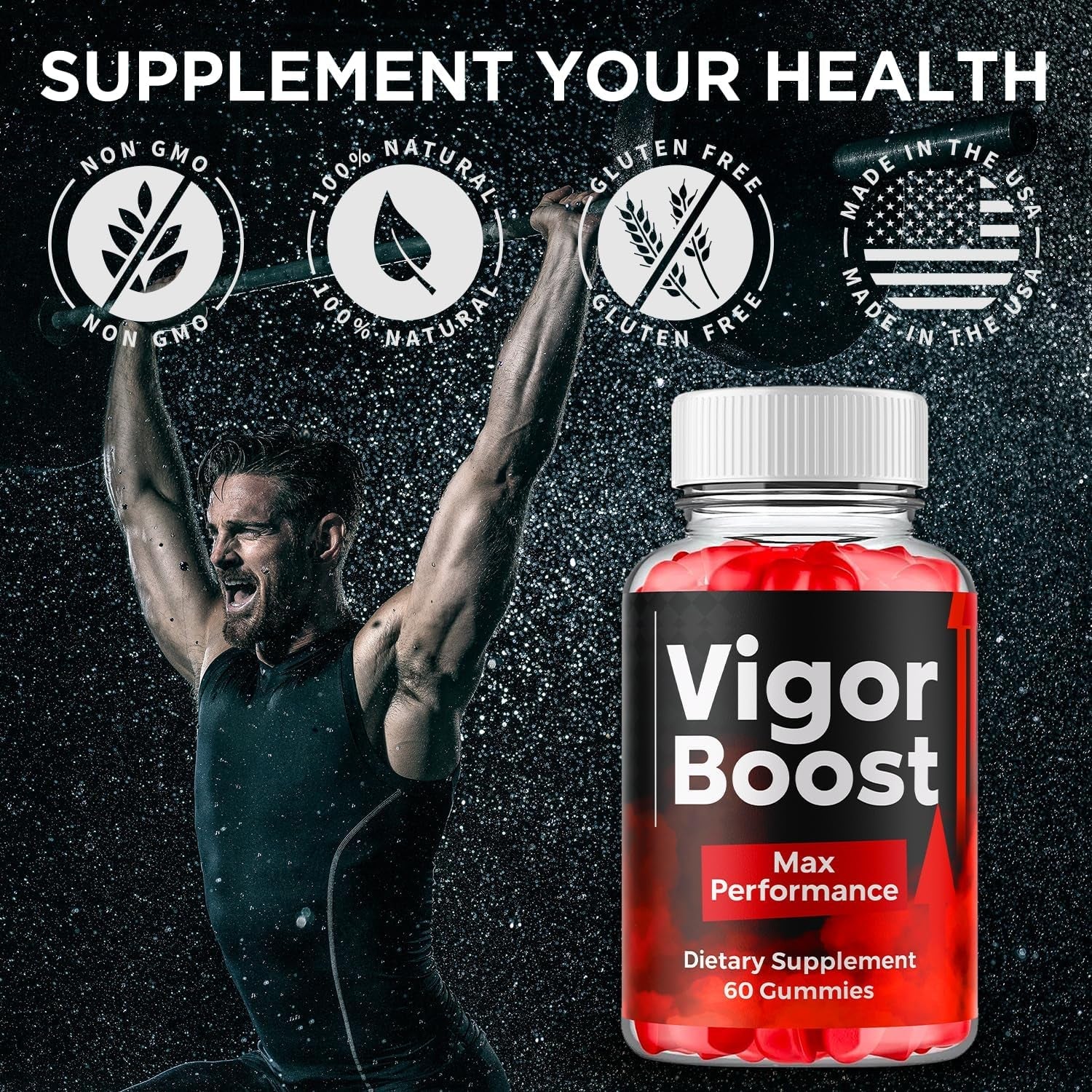 Vigor Boost Gummies for Men, Vigorboost Male Support Gummys with Natural Ingredients, Advanced Vigor Boost Maximum Strength Premium Vitamin Gummy for Men'S Health and Wellness (60 Gummies)