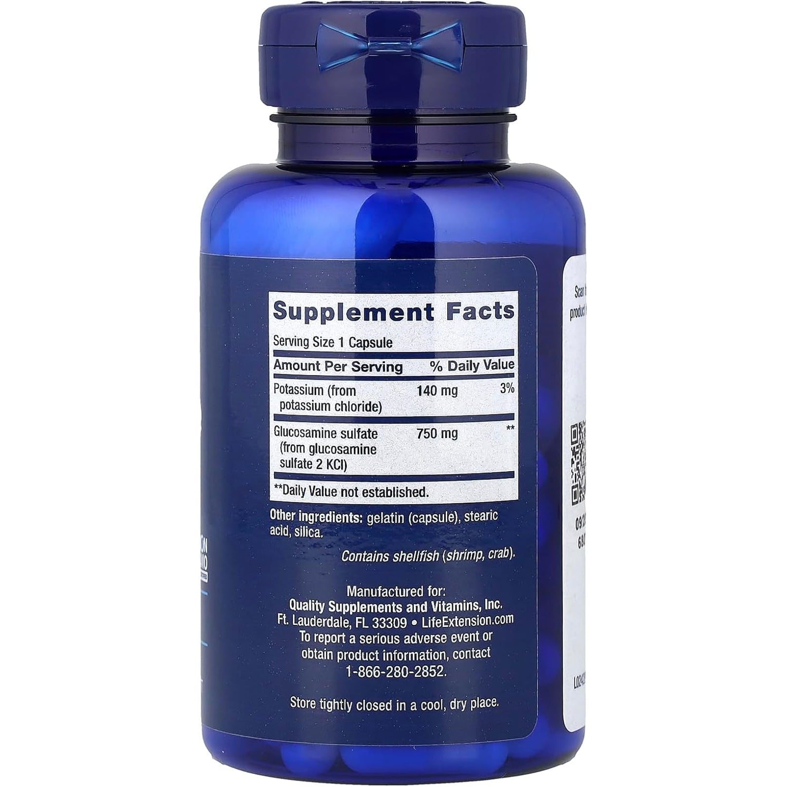 Life Extension Glucosamine Sulfate, 750 Mg, Supports Knee Comfort and Joint Health, Gluten-Free, Non-Gmo, 60 Capsules