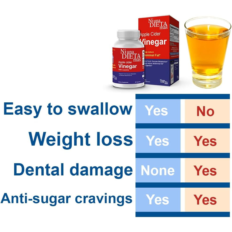 Reduce Abdominal Fat - Apple Cider Vinegar Capsules - Best for Weight Loss - NI UNA DIETA MÁS