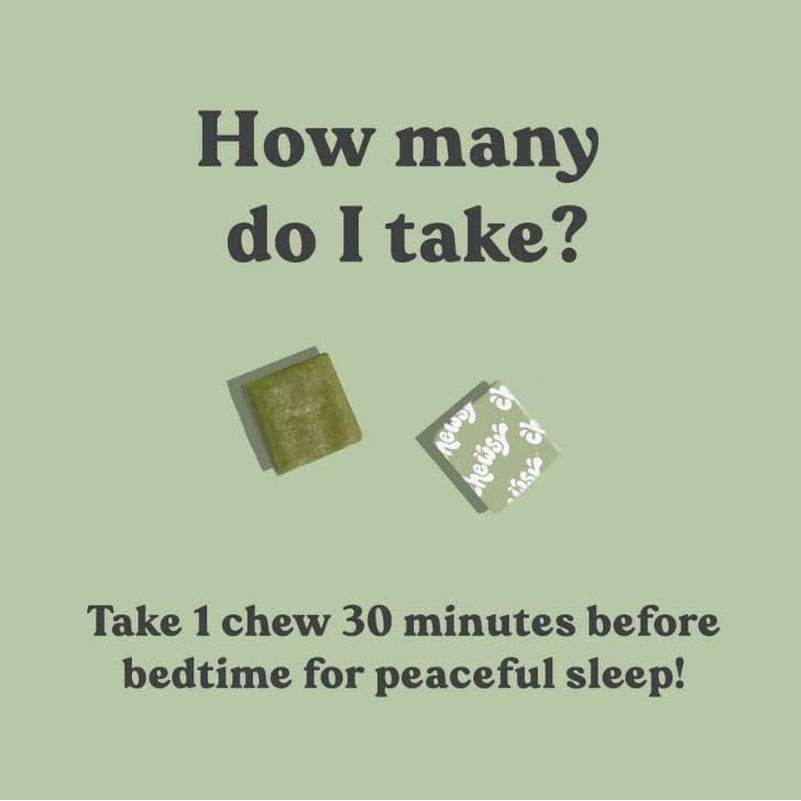 Chewsy Peaceful Sleep Chews, Sleep Support, 3 Mg Melatonin, 200 MGS L-Theanine, Chamomile, Lemon Balm, Magnolia, Nighttime Sleep Aid, Naturally Minty Chews, Promotes Restful Sleep, 30-Day Supply (1)