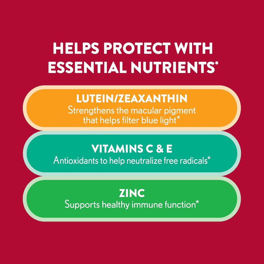 Ocuvite Eye Vitamin & Mineral Supplement, Gummy Multivitamin for Eyes, Zinc, Vitamin C & E, Lutein & Zeaxanthin Supplements for Vision Support for Adults, 60 Gummies