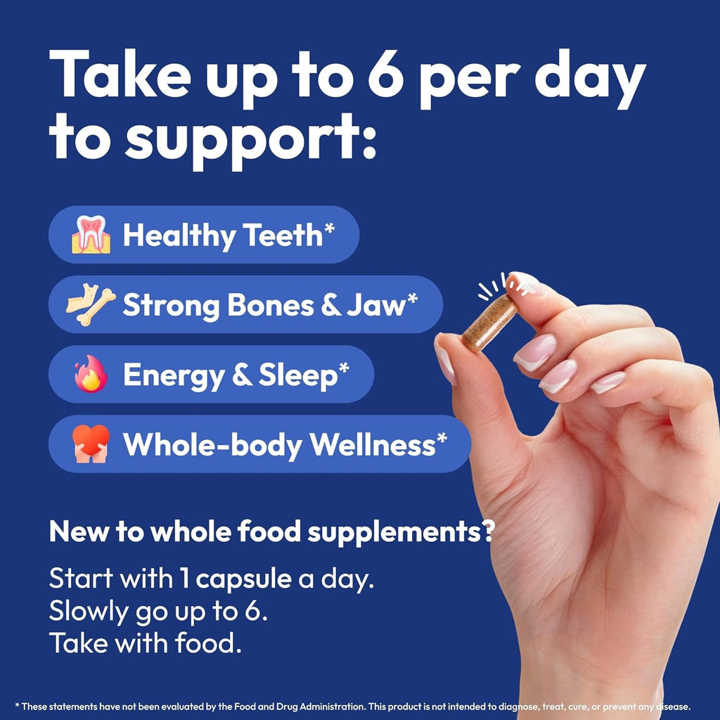 Strong Jaw Tooth Restore for Adults with Remineralizing Gum Support 180 Capsules Made in USA - Teeth Vitamins for Strong Teeth Bone Health Supplement Calcium Vitamin D3 Hydroxyapatite Enamel Repair