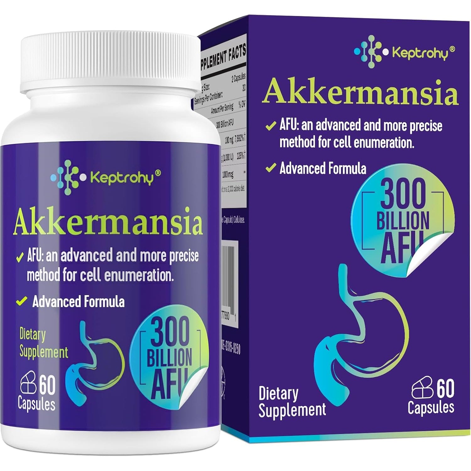 300 Billion AFU Akkermansia Muciniphila - a Live Probiotics for Women Men, Supports GLP-1 Digestive Gut, Immune & Overall Health, Enhances Gut Digestive Lining Function, 60 Count (Pack of 1)