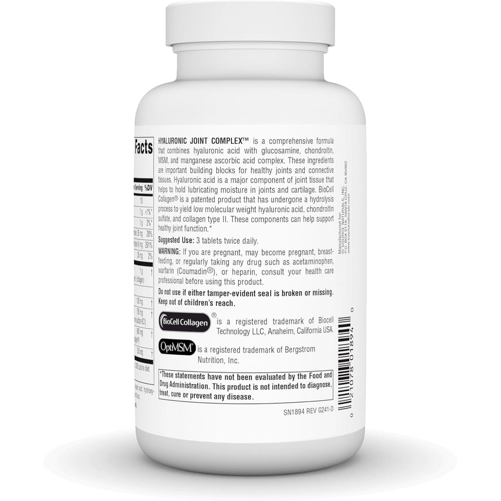 Source Naturals Hyaluronic Joint Complex with Glucosamine, Chondroitin & MSM Extra Strength - 120 Tablets