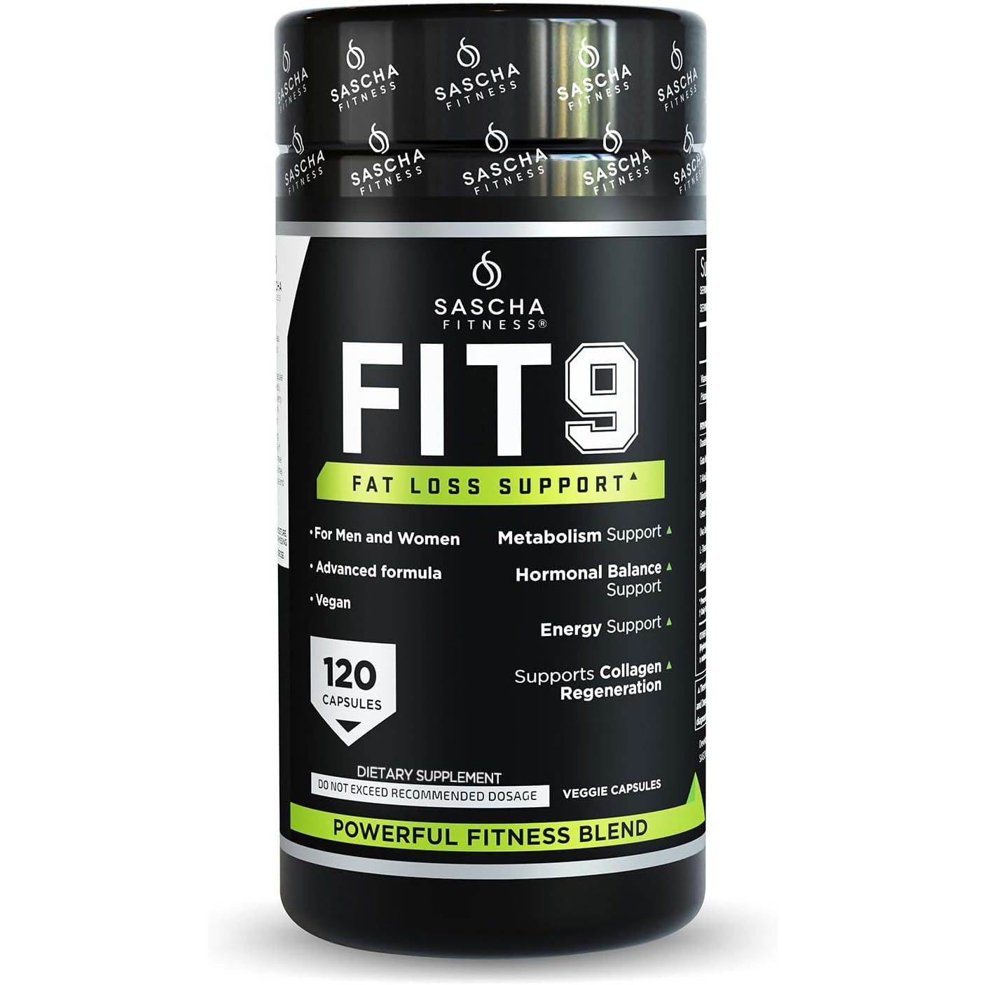 Sascha Fitness Fat Loss Pills | Collagen Support | Fluid Balance | FIT9 Ingredients: 7Keto + Uva Ursi, Gotu Kola, L-Theanine,Gingko Biloba,Dim,Green Tea | Weight Loss Supplements-Vegan-120 Natural Cap