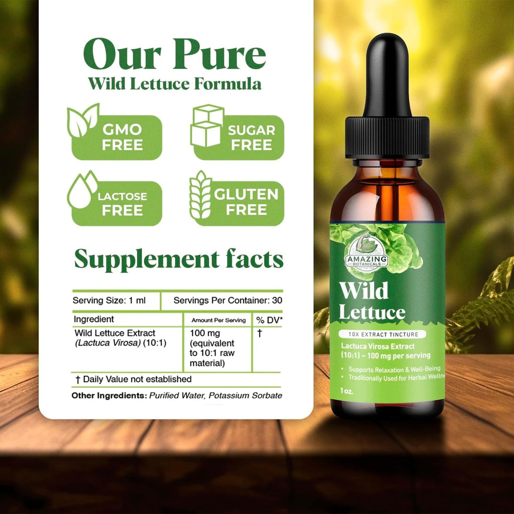 Amazing Botanicals Wild Lettuce 10X Extract Tincture 30,000 Mg (1 Fl Oz (Pack of 1))