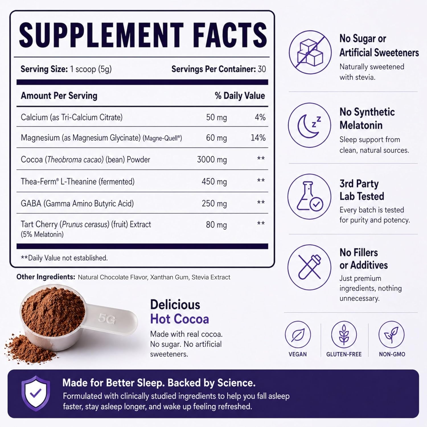 SWITCH Killswitch Sleep Aid for Adults – Fall Asleep Fast & Wake Refreshed, Sugar-Free Hot Chocolate Supplement - Magnesium, Tart Cherry, L-Theanine & More for Restful Sleep, 30 Servings, Made in USA