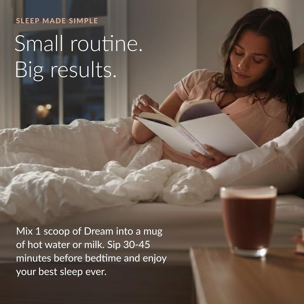 Beam Dream Sleep Powder – Sleep Aid for Adults with Melatonin, Magnesium, L-Theanine, Reishi Mushroom & Apigenin Sleep Supplement, Sleepy Cocoa Bedtime Drink Mix, Brownie Batter Flavor, 30 Servings