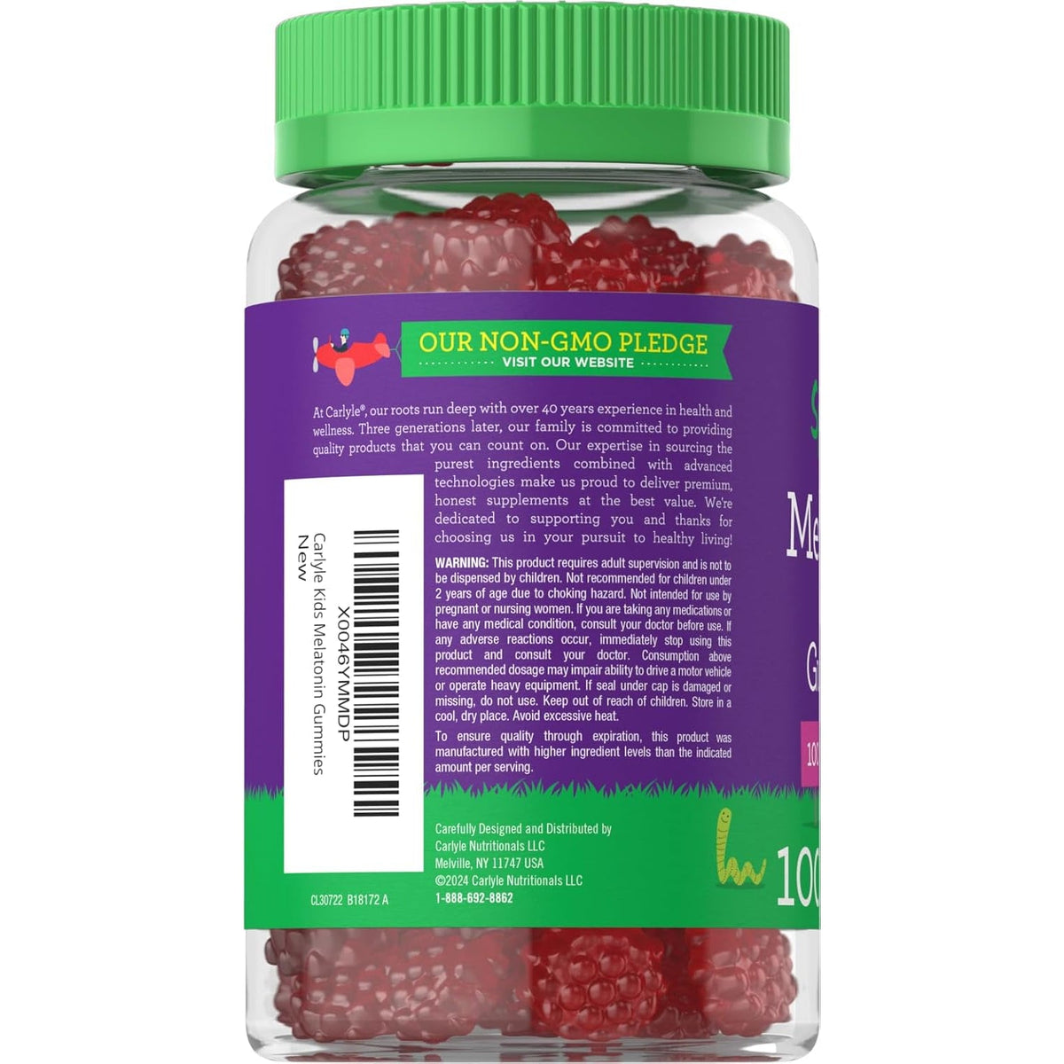 Carlyle Kids Melatonin Gummies | 1 Mg 100 Count | Fruit Flavor Gummy | Vegan, Non-Gmo, Gluten Free | by Lil Sprouts