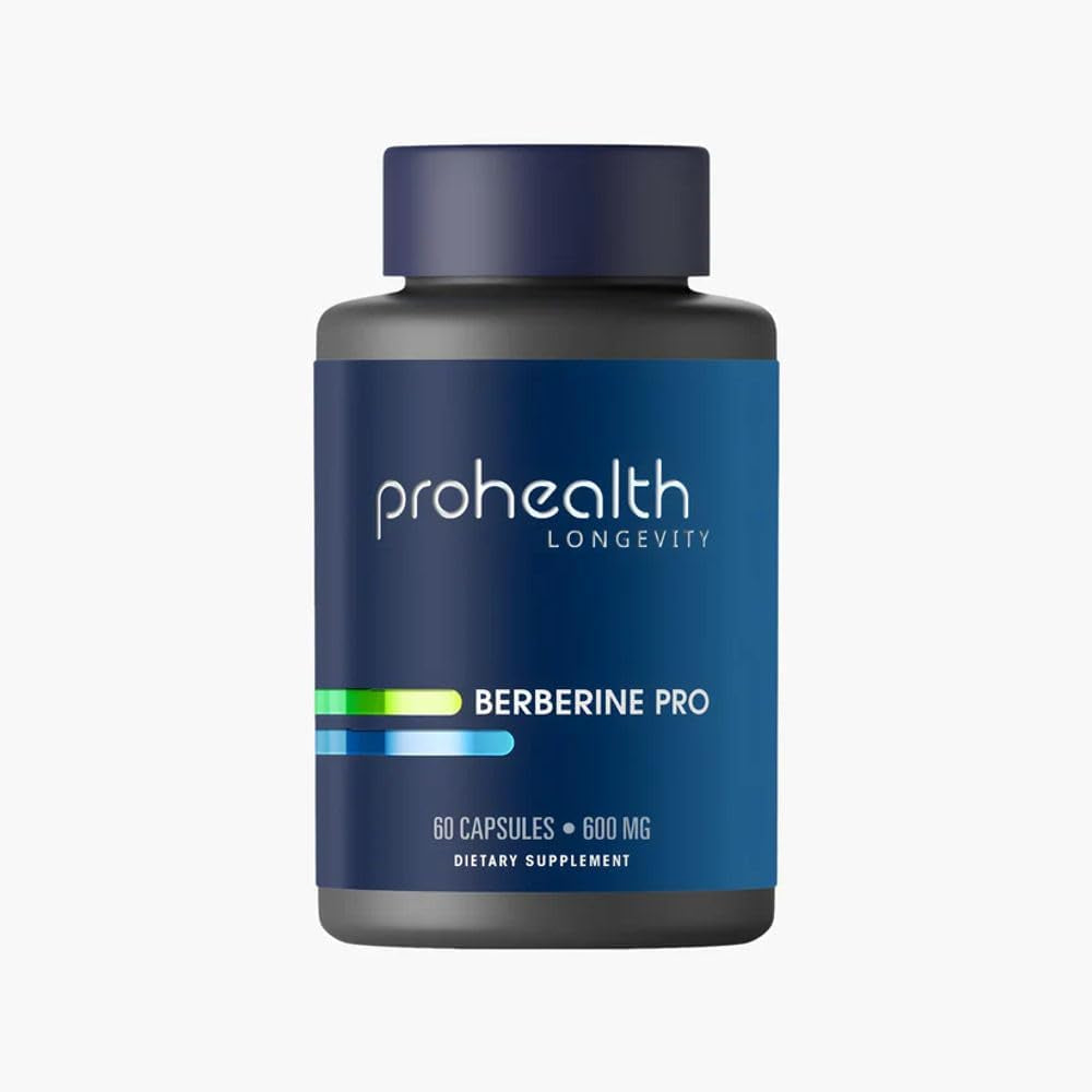 Prohealth Berberine Pro. Promotes Youthful Metabolism + Healthy Body Composition. with Alpha Lipoic Acid & Black Pepper Extract. 1,200 Mg per 2 Cap Serving, 60 Caps.