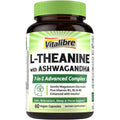 Vitalibre L Theanine Supplement 200Mg | 7 in 1 L-Theanine with Magnesium Glycinate, Ashwagandha, Inositol, Vitamin B1 B2 B6 | No Gluten, for Calm, Relaxation, Sleep & Focus Support, 60 Vegan Caps