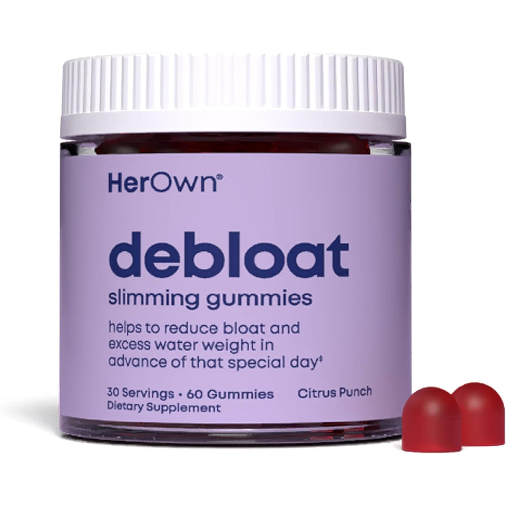 Her Own Debloat Gummy, Bloating and Gas Relief, Helps Reduce Water Retention, Supports Energy, with Apple Cider Vinegar and Dandelion, Gluten and Soy Free, Vegan, 60 Gummies, 60 Servings