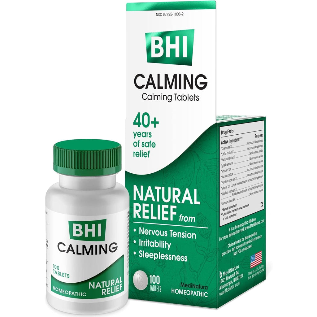 Medinatura BHI Calming Support Tablets – Natural, Plant-Based Support for Simple Nervous Tension, Irritability & Sleeplessness – Relaxation & Nighttime Support – 100 Count