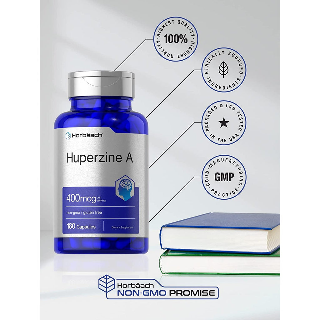 Horbäach Huperzine a 400Mcg | 180 Capsules | Non-Gmo, Gluten Free Supplement