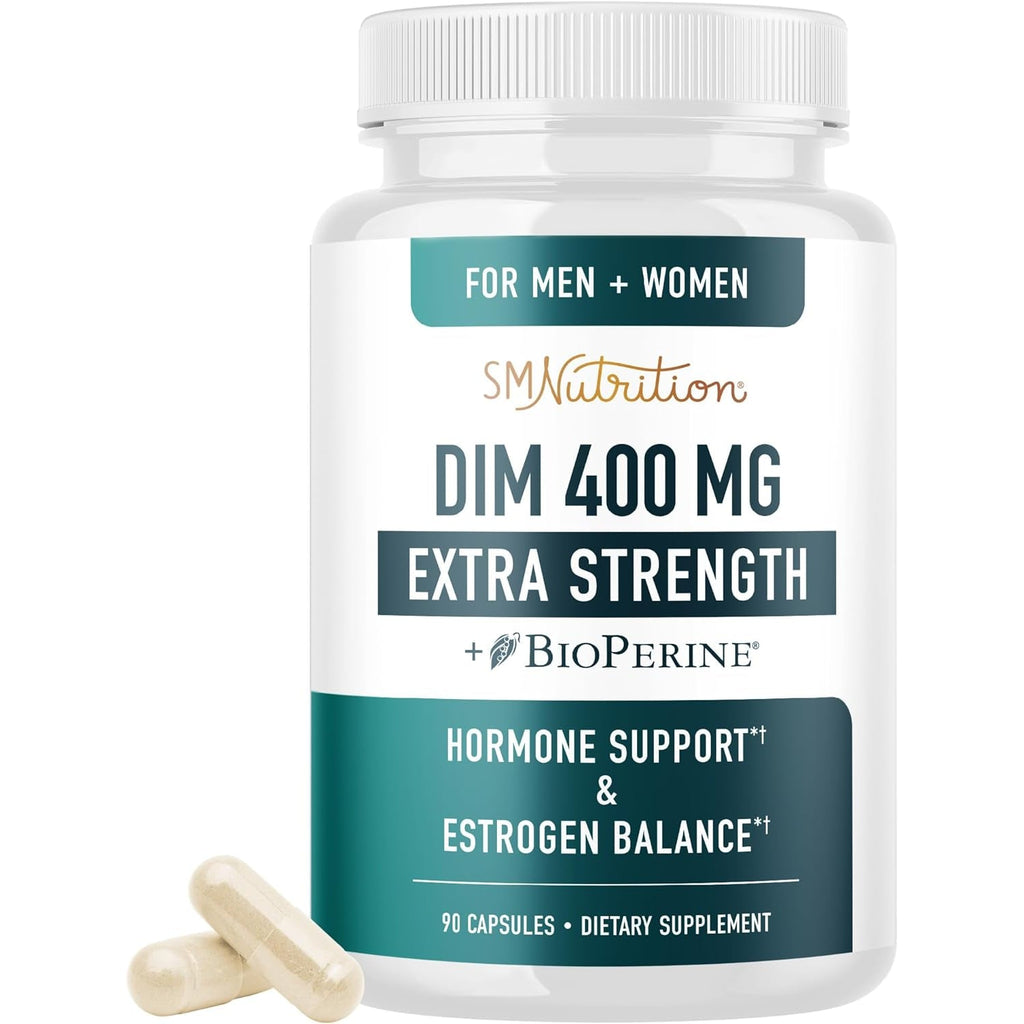 DIM Supplement 400MG Extra Strength | Hormone Balance for Men and Women | Menopause, Acne, Hot Flashes Relief, Prostate & Antioxidant Support | Third-Party Tested, Soy-Free, Gluten-Free | 90 Ct.