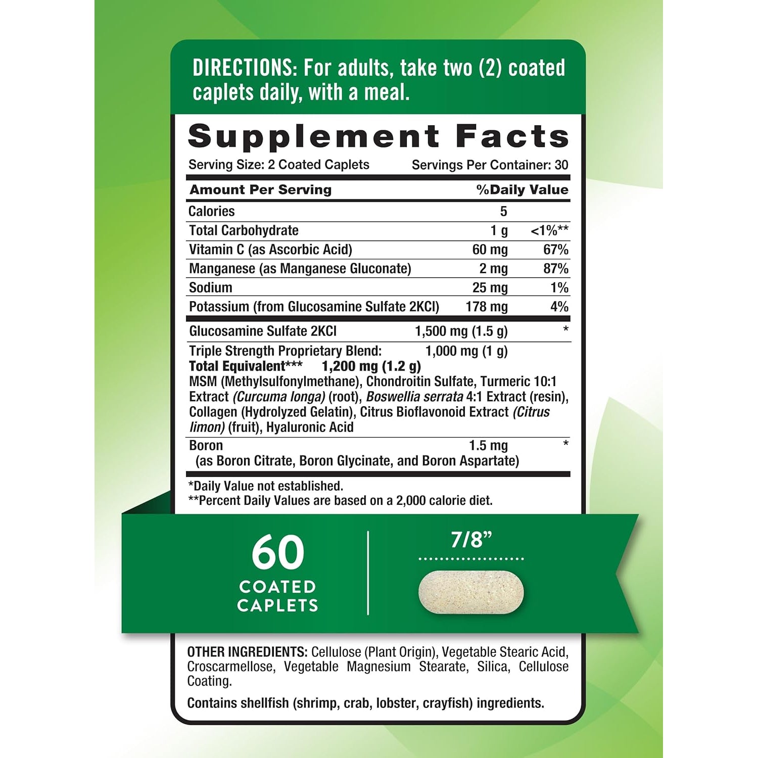 Nature'S Truth Glucosamine Chondroitin MSM Complex | 60 Caplets | with Turmeric | Triple Strength Formula | Non-Gmo and Gluten Free Supplement