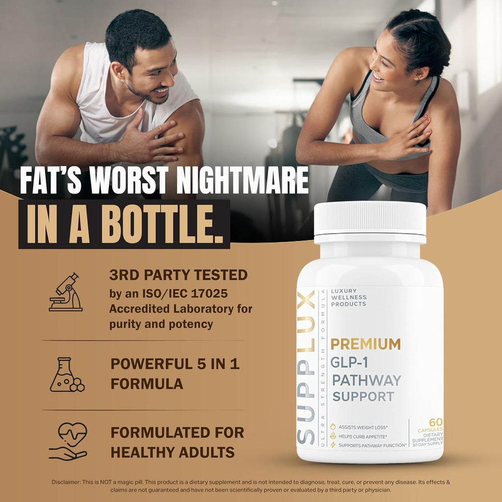 PREMIUM GLP-1 Weight Loss Support - Assists Metabolic Pathways Linked to GLP-1 Signaling - Promotes Weight Loss for Women & Men, Helps Appetite Control & Promotes Energy - 3Rd Party Tested - 60 Pills