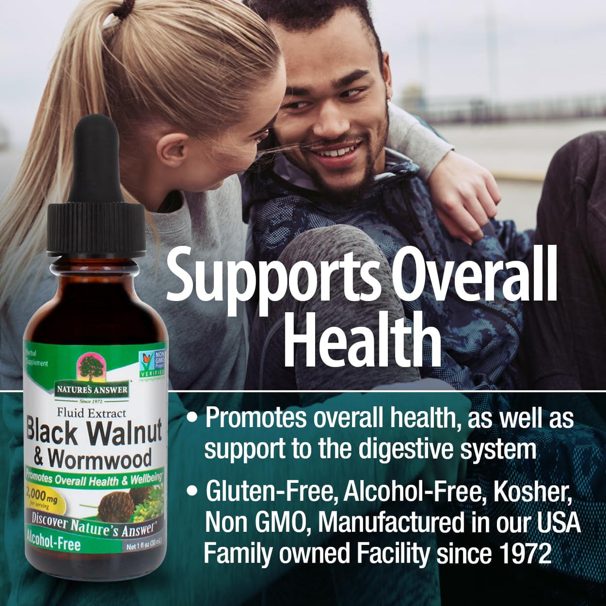 Nature'S Answer Black Walnut and Wormwood Complex | Promotes Overall Health and Wellbeing | Super Concentrated 2,000Mg | Vegan, Non-Gmo, Gluten-Free & Alcohol-Free 1Oz | Promotes a Healthy Gut