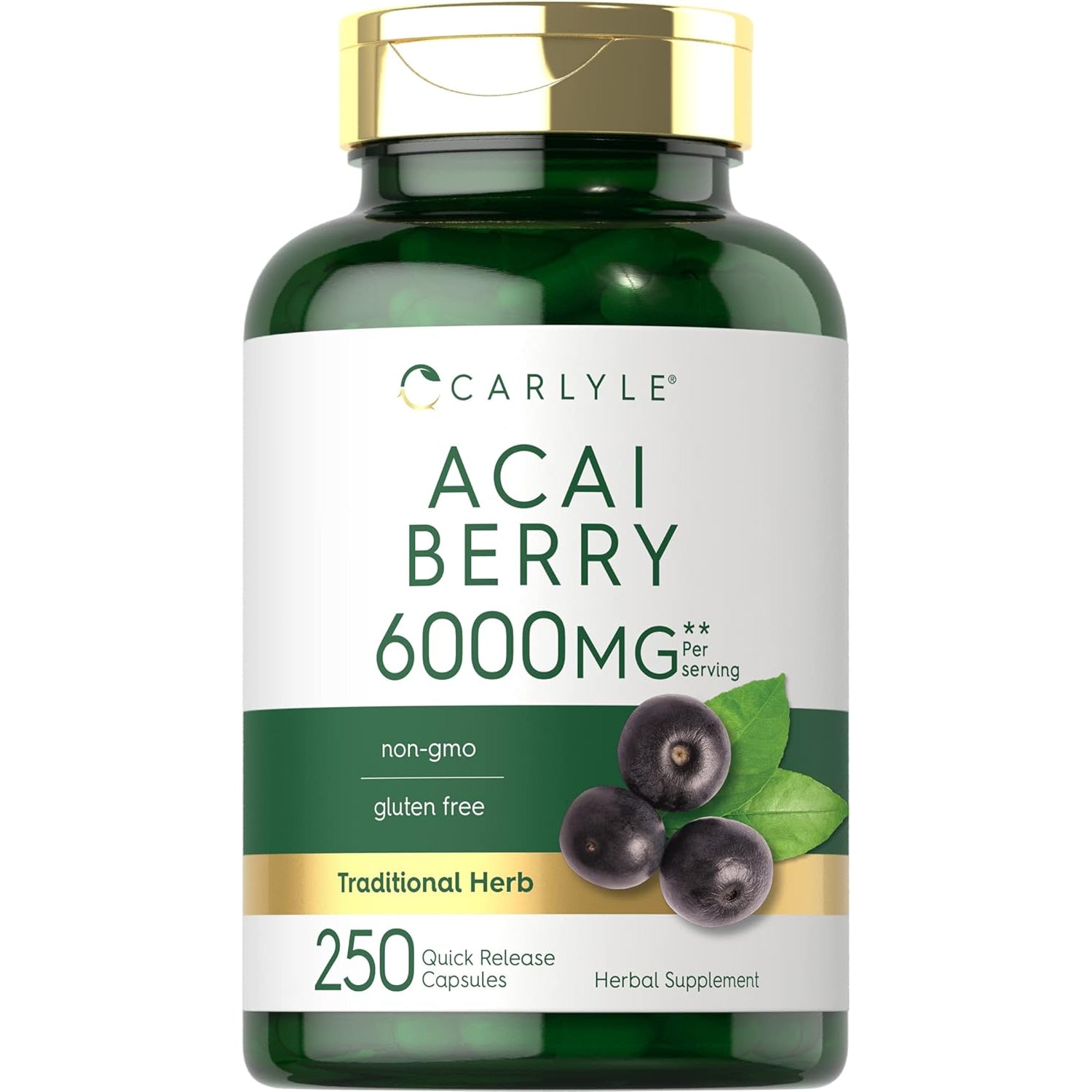Carlyle Acai Berry Supplement | 250 Capsules | Traditional Herbal Extract | Non-Gmo & Gluten Free