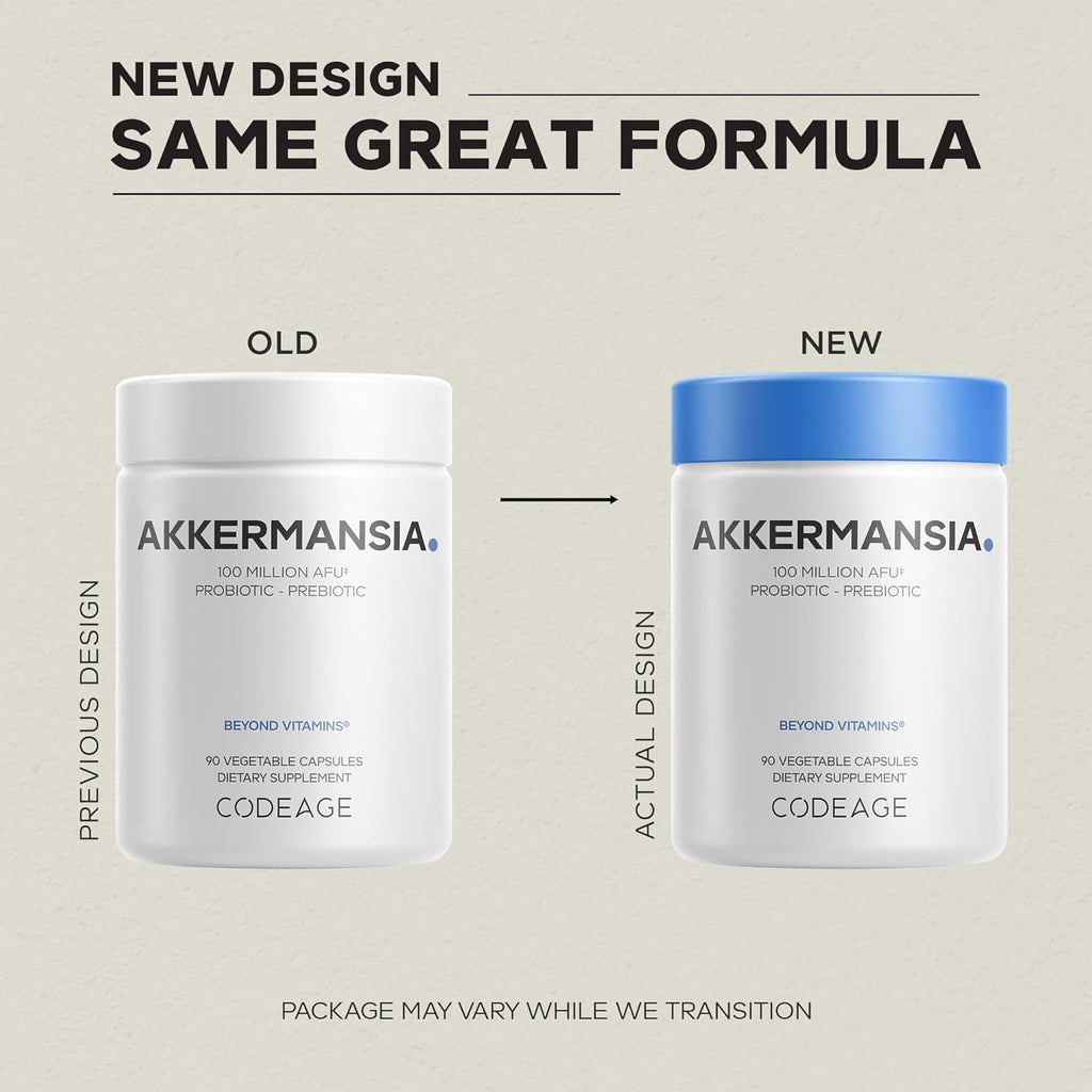 Codeage Akkermansia Muciniphila Probiotic Supplement - 3-Month Supply of Akkermansia & Chicory Inulin - Daily Synbiotic Probiotic Chicory Root - 100 Million Afus - Gluten-Free - 90 Capsules