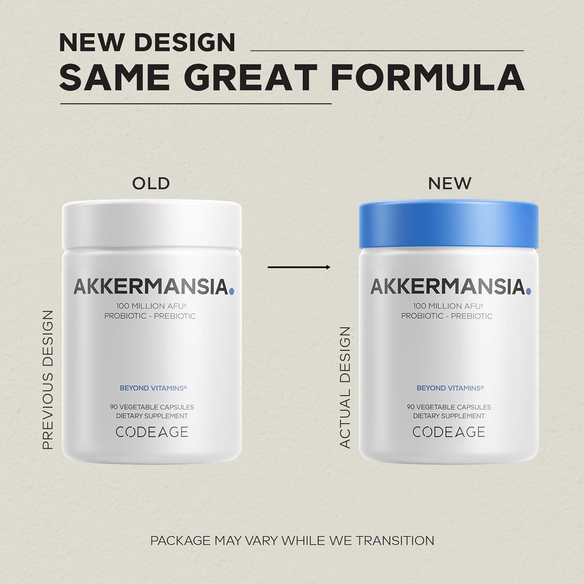 Codeage Akkermansia Muciniphila Probiotic Supplement - 3-Month Supply of Akkermansia & Chicory Inulin - Daily Synbiotic Probiotic Chicory Root - 100 Million Afus - Gluten-Free - 90 Capsules
