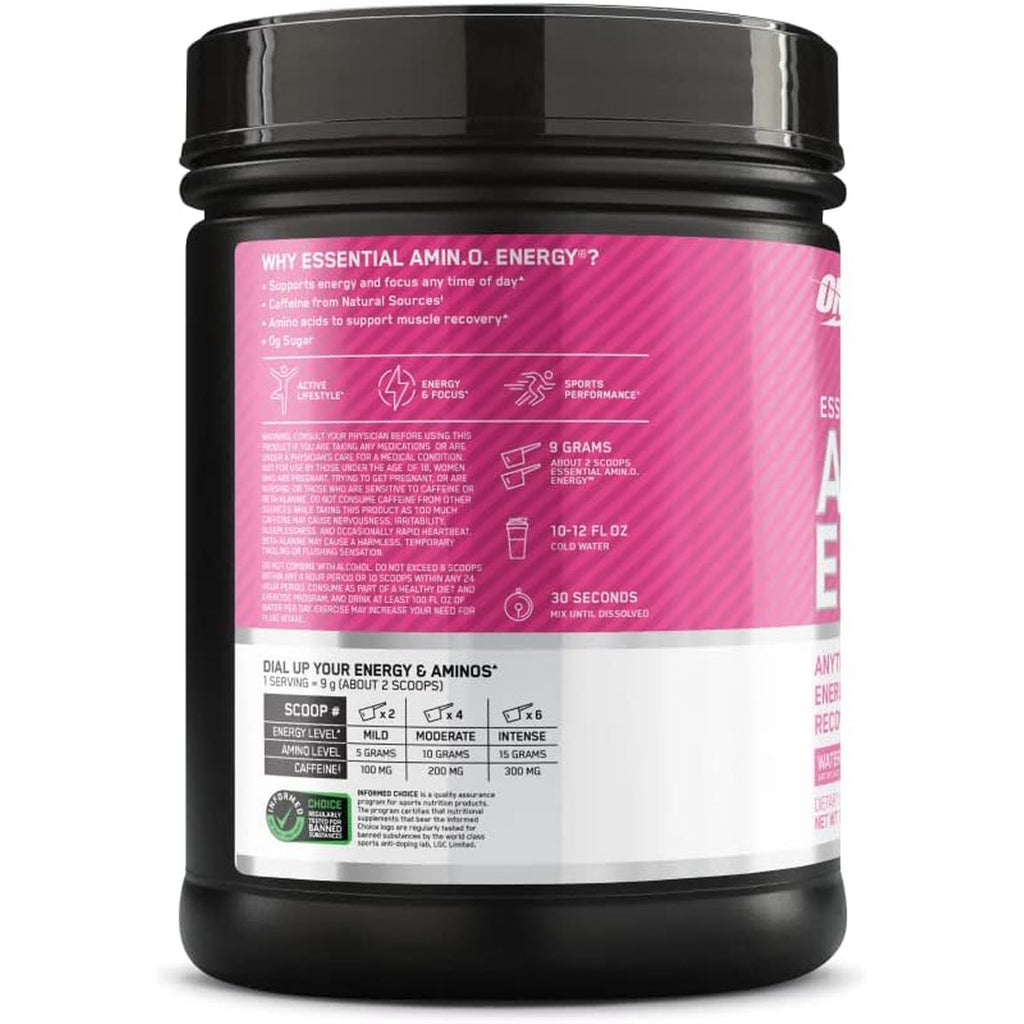 Optimum Nutrition Amino Energy - Pre Workout with Green Tea, BCAA, Amino Acids, Keto Friendly, Green Coffee Extract, Energy Powder - Watermelon, 65 Servings (Packaging May Vary)