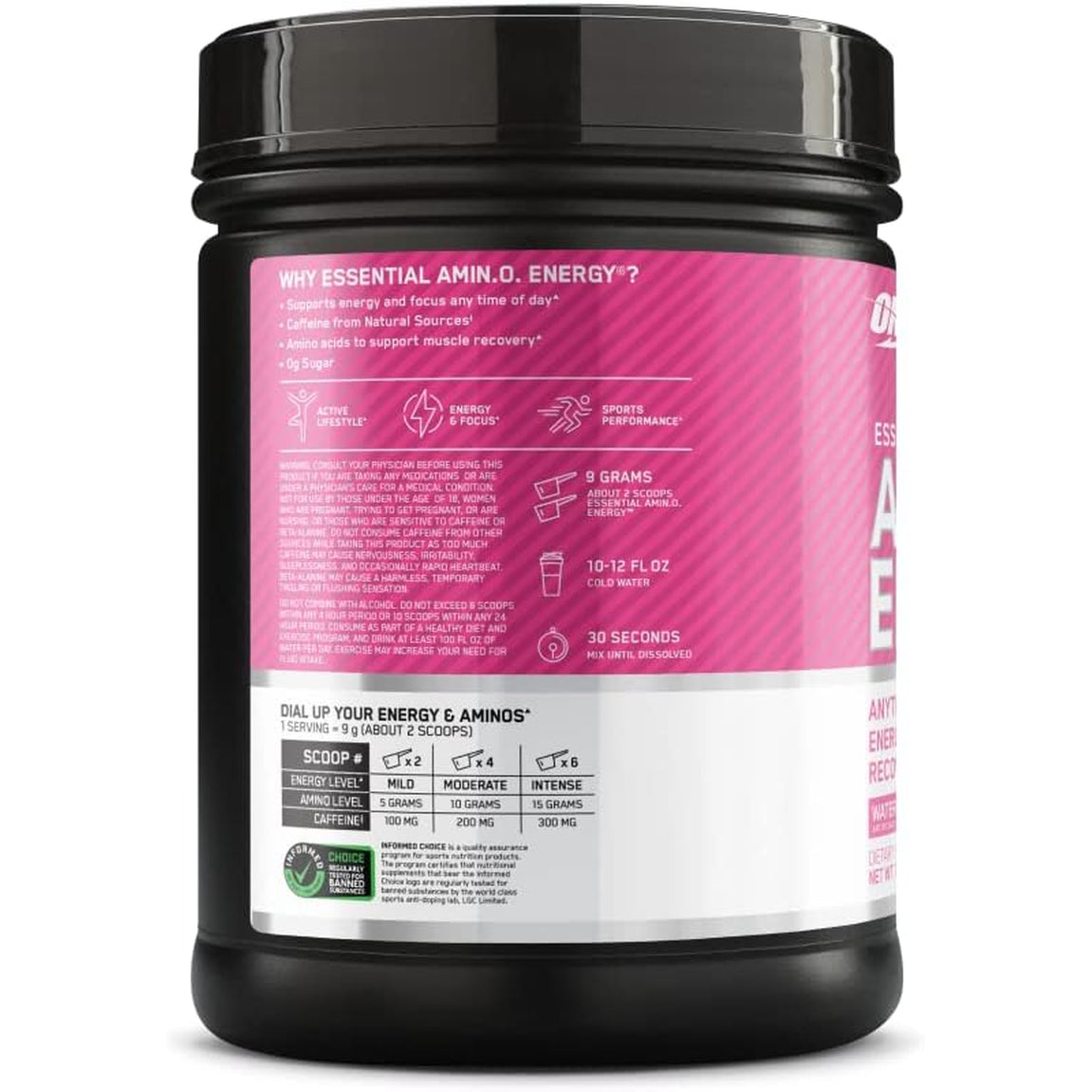Optimum Nutrition Amino Energy - Pre Workout with Green Tea, BCAA, Amino Acids, Keto Friendly, Green Coffee Extract, Energy Powder - Watermelon, 65 Servings (Packaging May Vary)