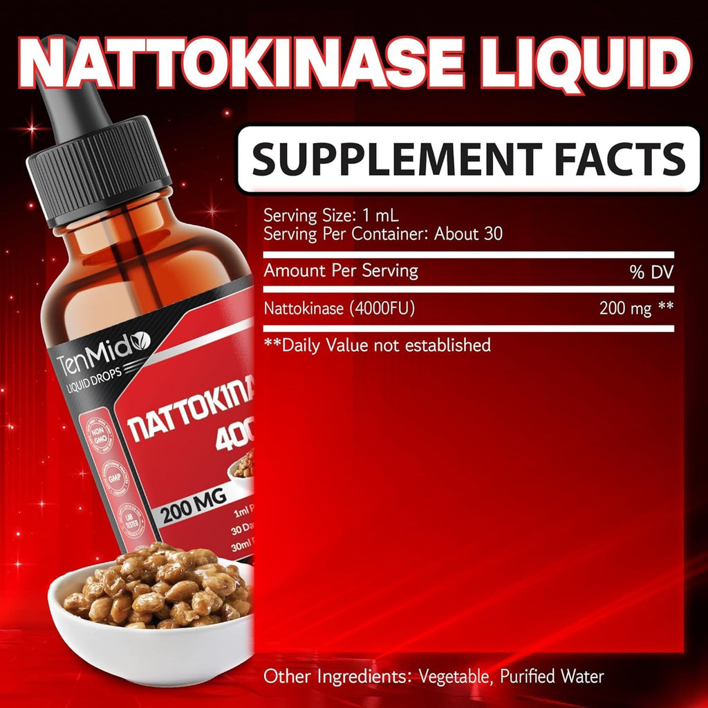 Nattokinase Supplement Liquid Drops | Nattokinase 4000 FU | High Absorption | Alcohol-Free | Vegan, Non-Gmo | 30Ml 1Fl Oz