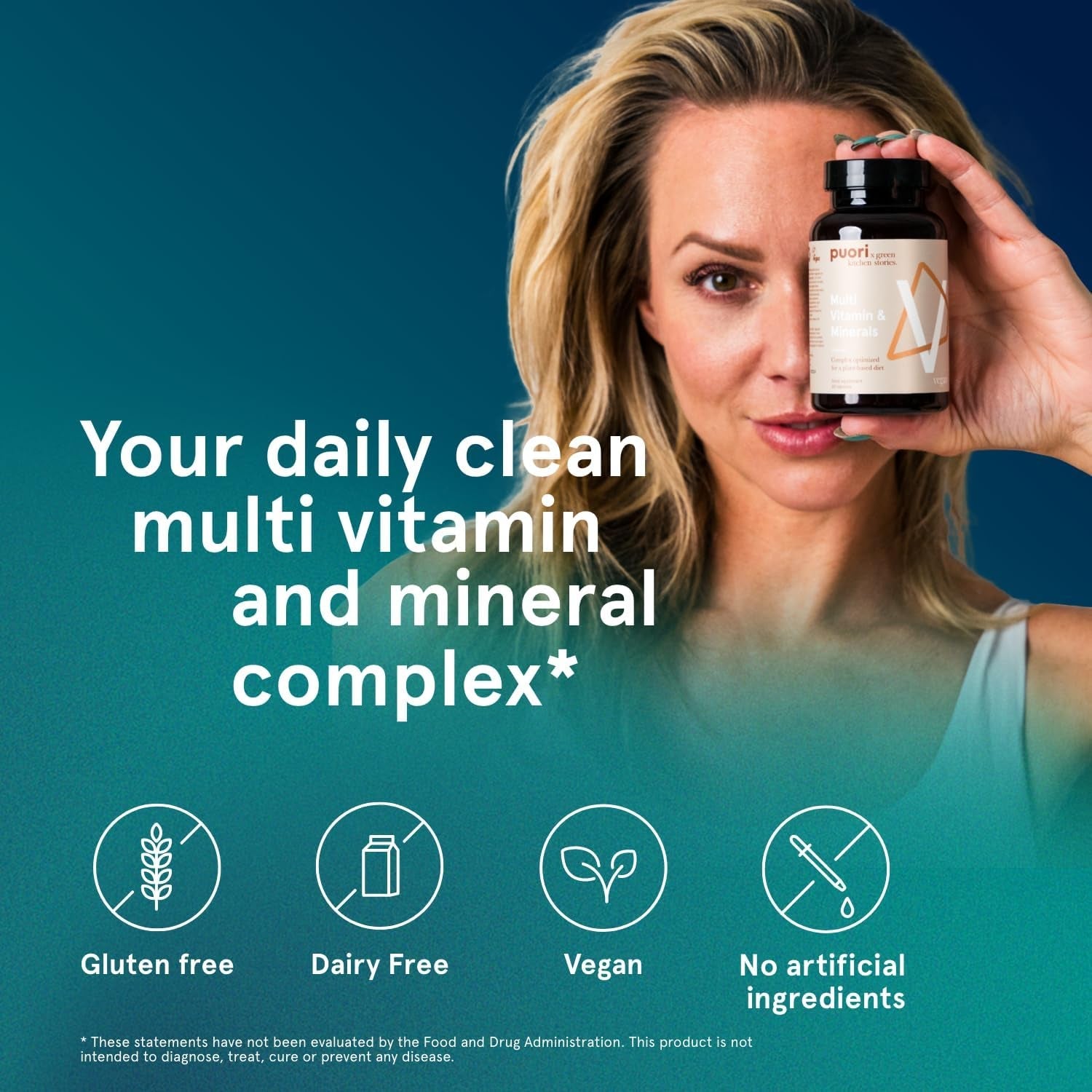 Puori Vegan Multi-Vitamin & Mineral Complex for Men & Women - Blended Multivitamins with 13 Essential Vitamins & 9 Minerals for Overall Health, Nervous & Immune System Support - 60 Capsules