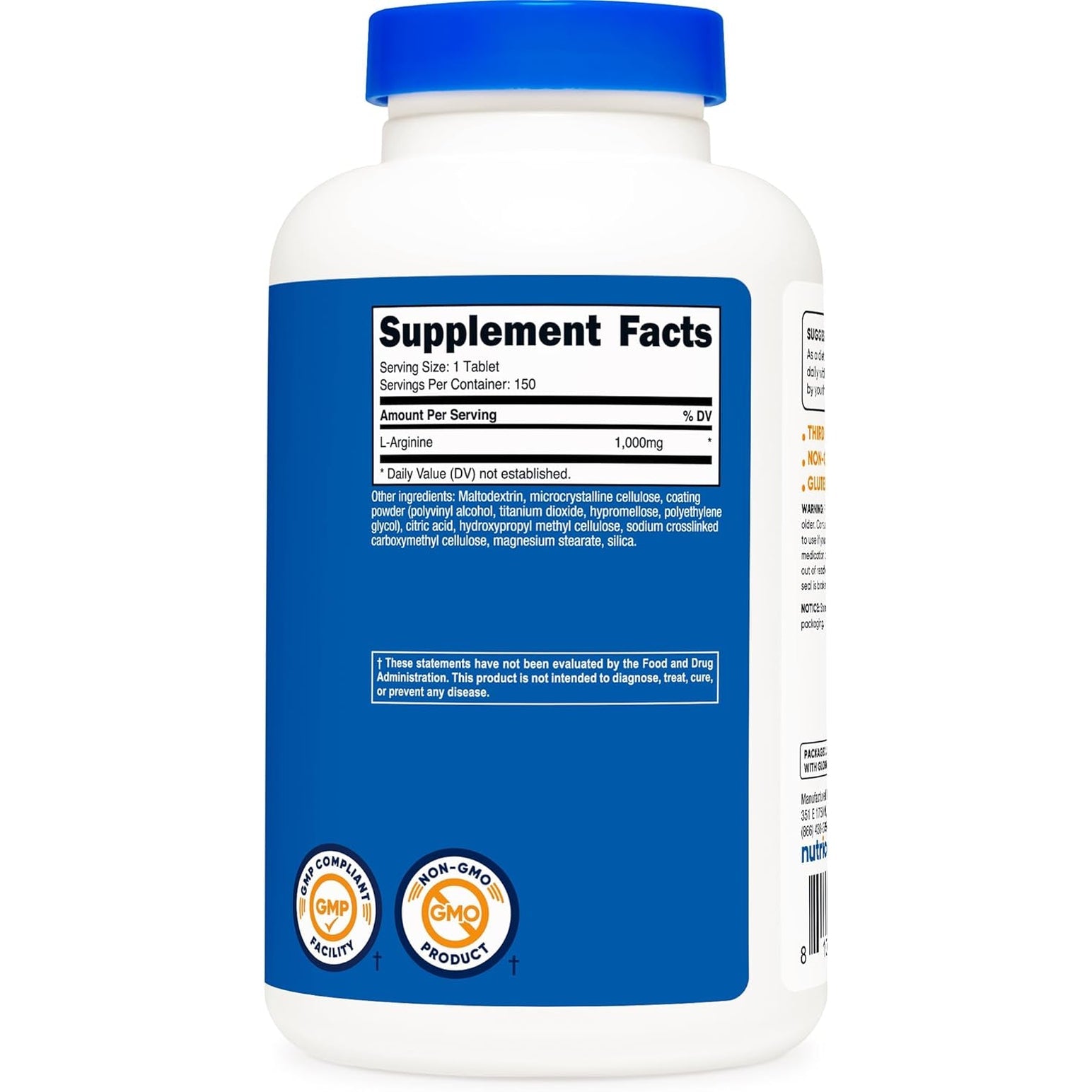 Nutricost L-Arginine 1000Mg, Amino Acid Tablets (150 Tablets)