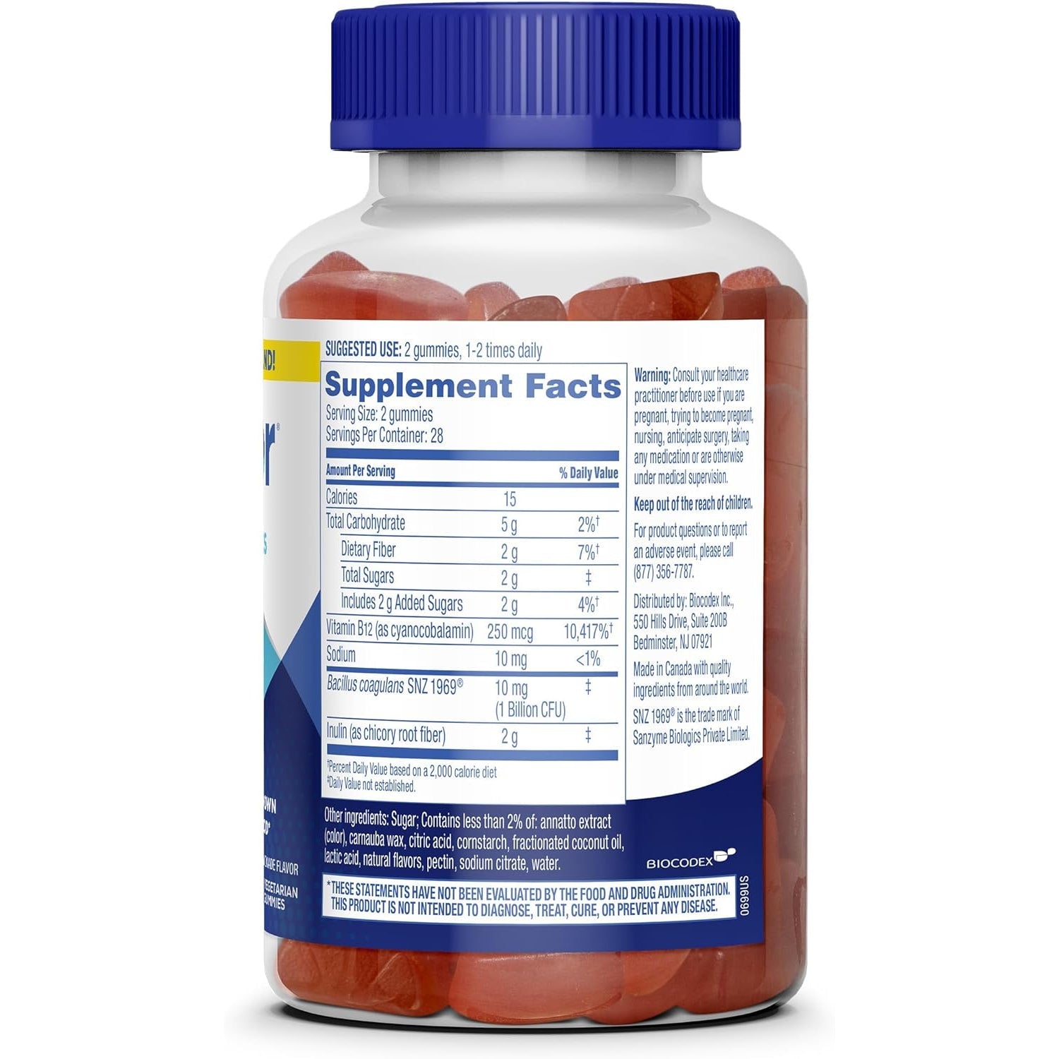 Florastor Prebiotic and Probiotic Gummies, Digestive and Metabolic Support Probiotic Blend for Multi-Action Digestive Health Care, with Vitamin B12, 56 Gummies