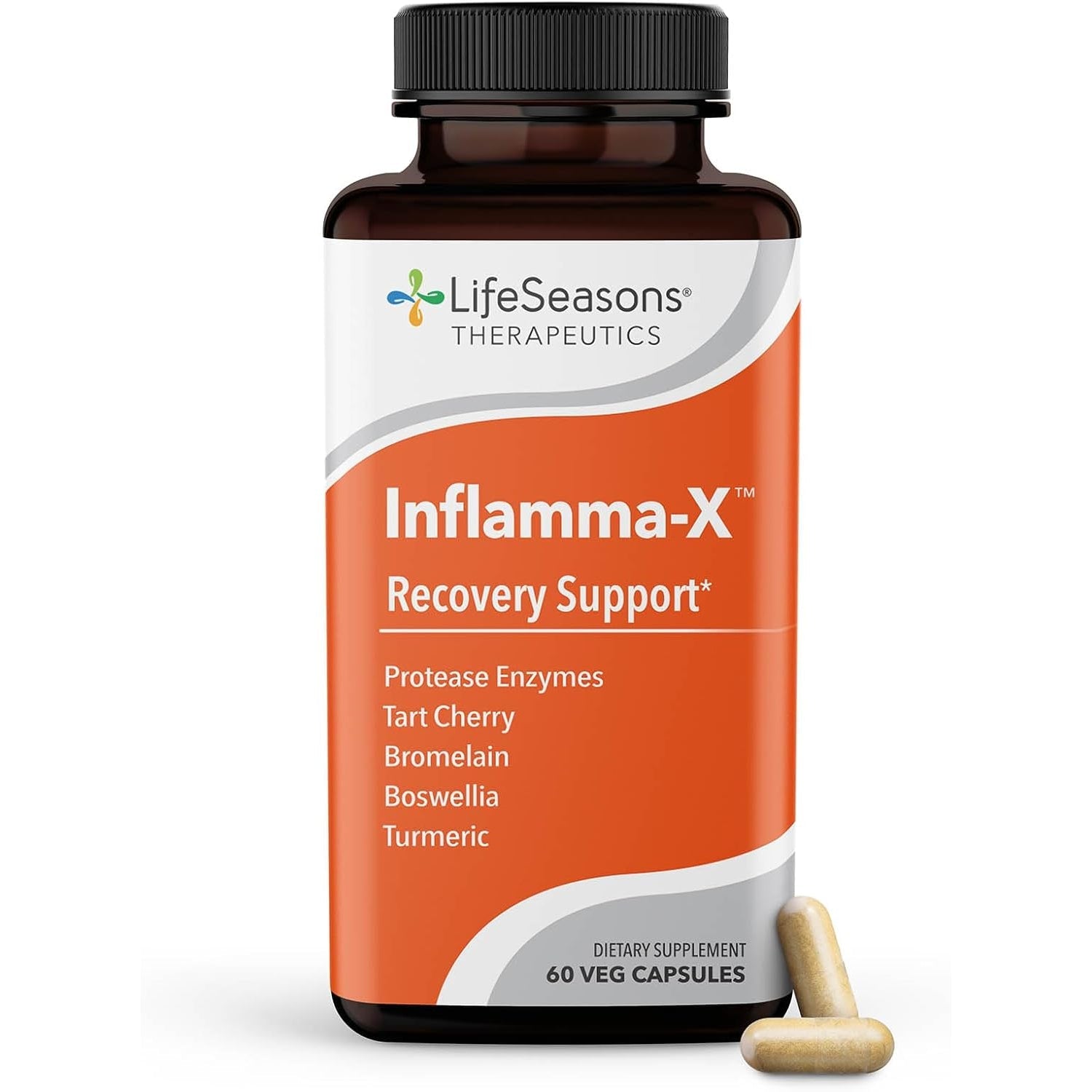 Lifeseasons Inflamma-X Joint & Tissue Support Supplement – Supports Muscle Comfort, Recovery & Flexibility – Herbal Formula with Turmeric, Bromlein, Boswellia & Protease Enzymes – 60 Capsules