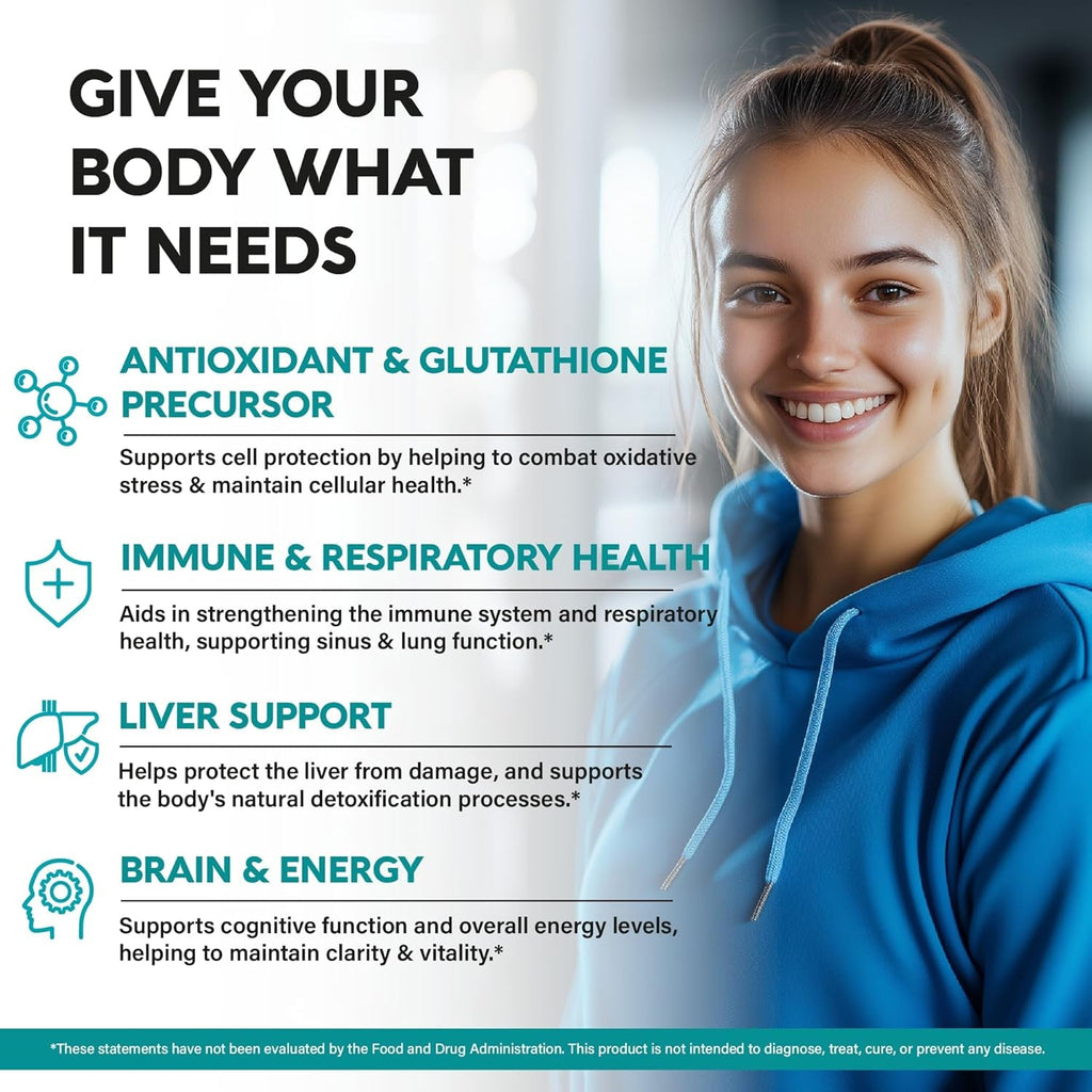 NAC Supplement | Selenium | B6 | B12 - Antioxidant, Immune Support - N Acetyl Cysteine 600 Mg per Capsule, 1200 Mg per Serving - Lab Tested - Non-Gmo, Gluten-Free, Vegan - 120 Caps, 2 Month Supply