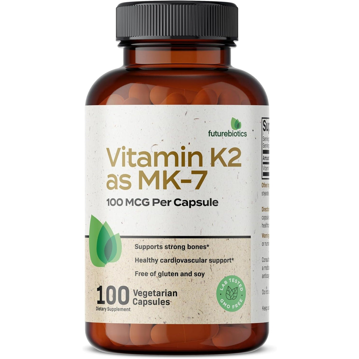 Futurebiotics Vitamin K2 as MK-7 100 Mcg, Supports Strong Bones - Non-Gmo, 100 Vegetarian Capsules