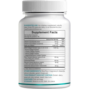 Multi Collagen Pills for Women & Men with Vitamin C, E & Biotin, 300 Capsules – Type I, II, III, V, X Hydrolyzed Collagen Peptides – 11 in 1 Formula with Saw Palmetto, Bamboo Silica, & Hyaluronic Acid