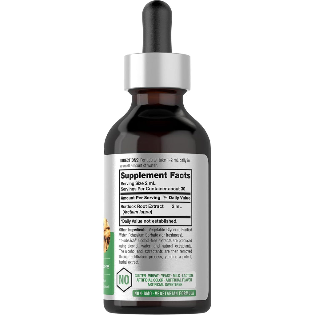 Horbäach Burdock Root Tincture | 2 Fl Oz | Super Concentrated Herb Extract | Vegetarian, Non-Gmo, Glutren Free, Alcohol Free
